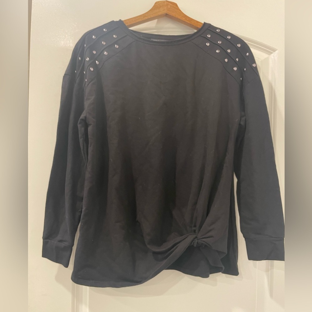 Rock & Republic Studded Black Crew Neck Sweater